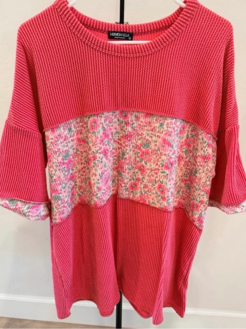 Heimish U.S.A Floral Colorblock Top – Size 2X